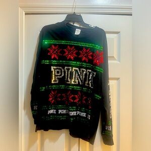 VS PINK Christmas Long Sleeve Top L